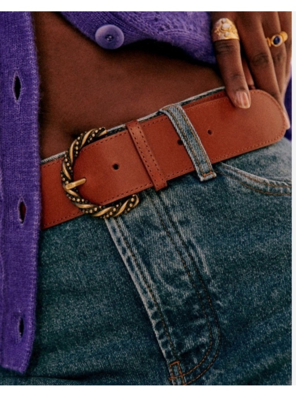 Sezane Ava belt in Natural Heritage Leather